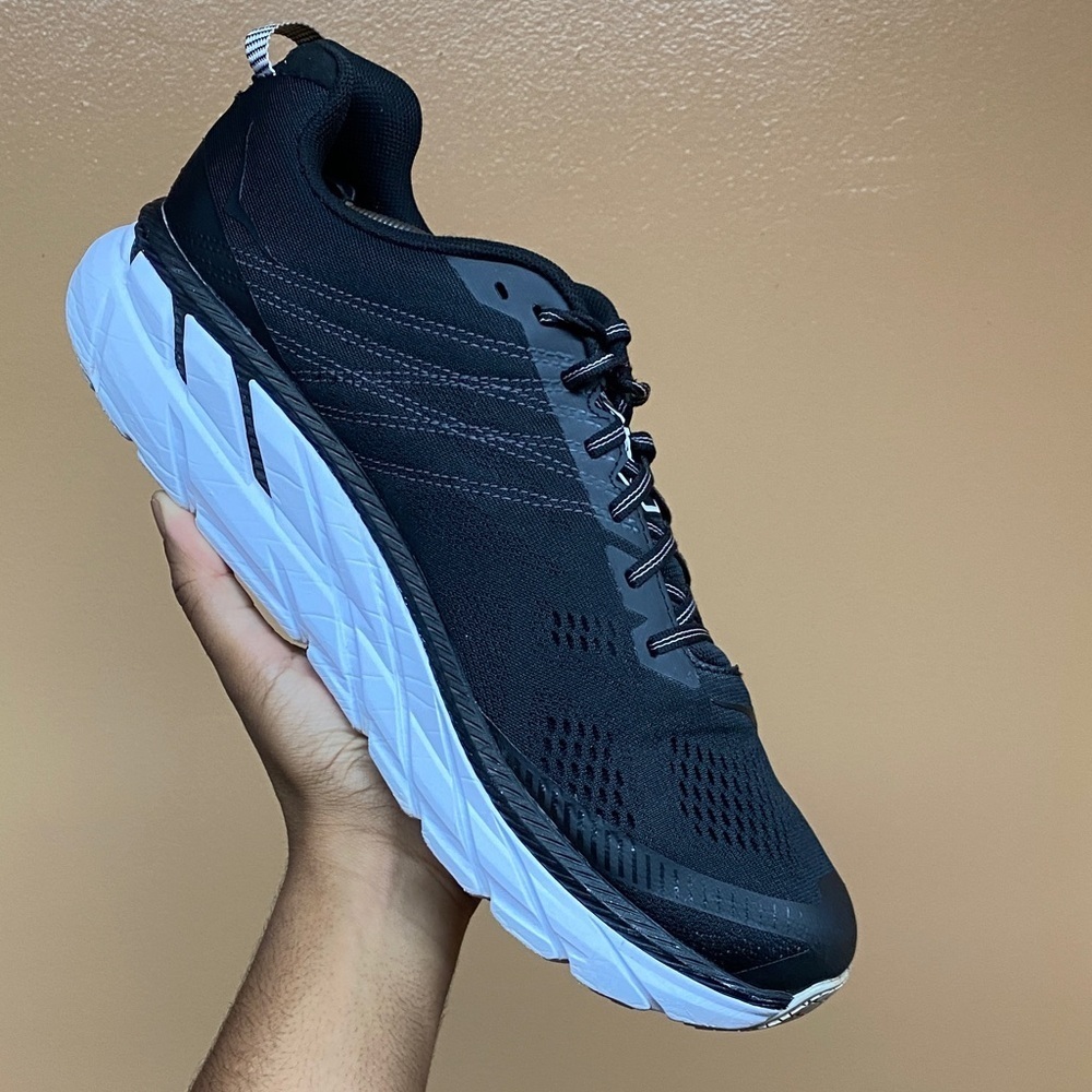 Hoka One One Clifton 6 Men’s Running Sneakers Black And White Size 14 - Picture 11 of 16